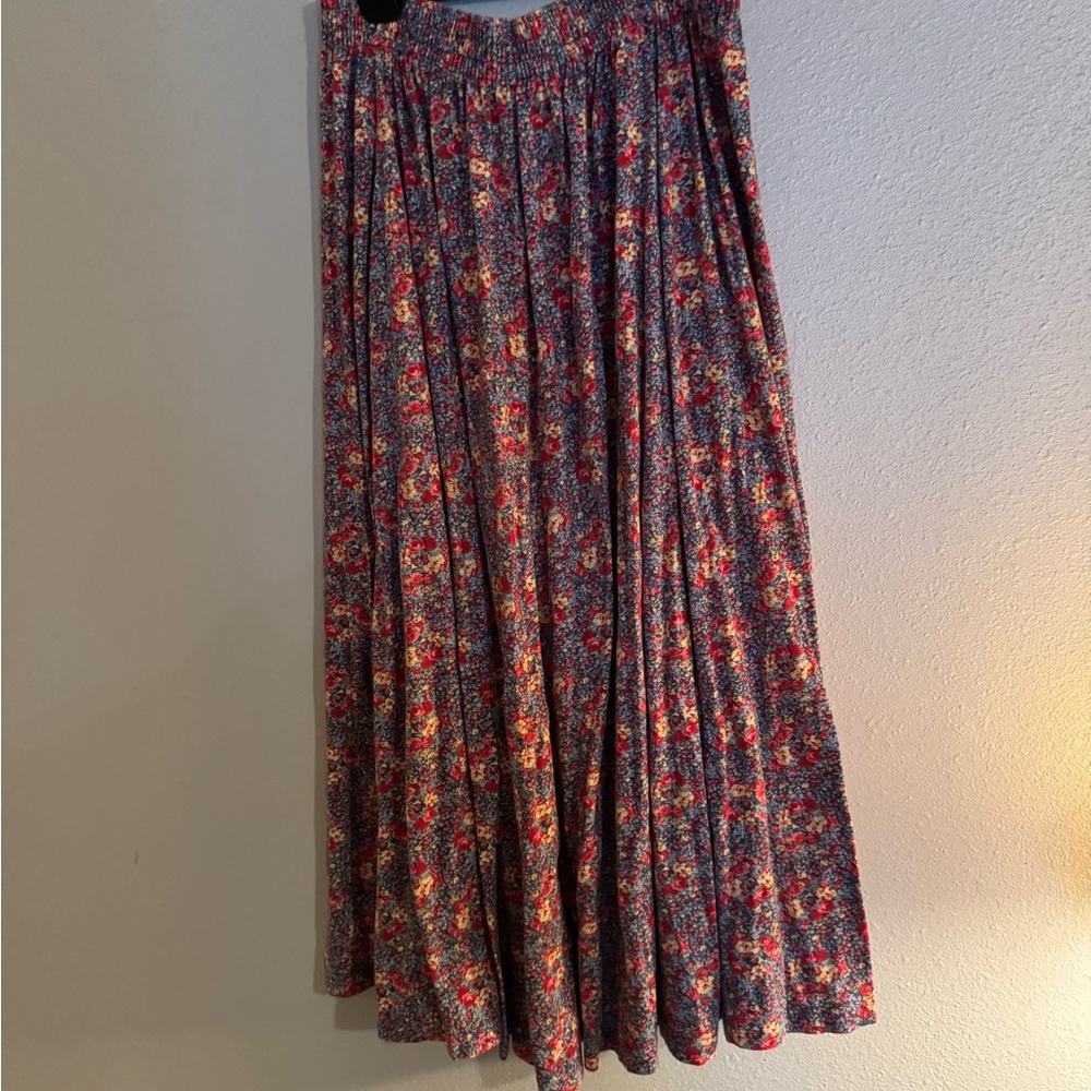 Laura Ashley Red and Blue Maxi Skirt